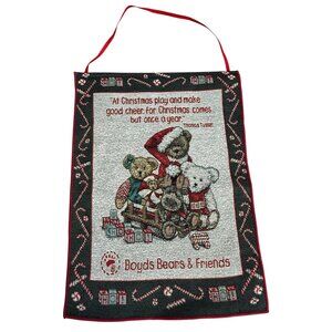 Boyds Bears & Friends "Candy Christmas" Tapestry Banner Wall Hanging 13"x18" USA